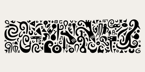 ethnic traditional tribal illustration black and white