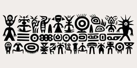 ethnic traditional tribal illustration black and white