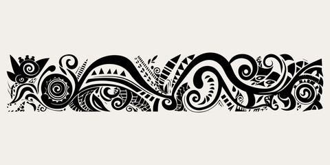 ethnic traditional tribal illustration black and white