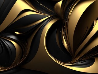 3D Abstract black and gold luxury background, created by ai generated