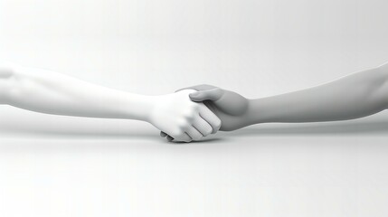 Fototapeta premium Abstract Minimalistic Representation of a Handshake in a Monochrome White Seamless Background