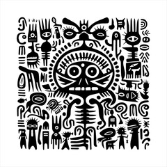 ethnic traditional tribal illustration black and white