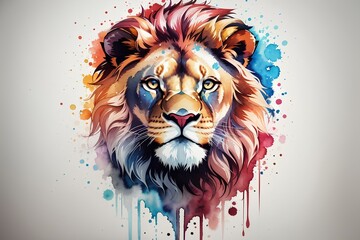 Lion's face using watercolor,  created by ai generated