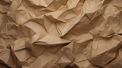 Brown crumpled paper texture. generative AI.