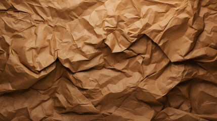 Brown crumpled paper texture. generative AI.