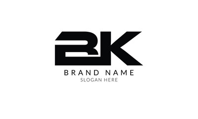 bk creative black letter logo design. - obrazy, fototapety, plakaty