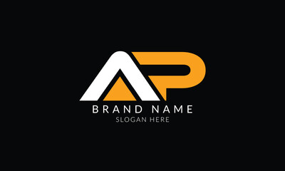 ap creative white orange letter logo design.