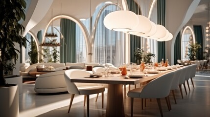 A modern hotel dining room, Luxury.
