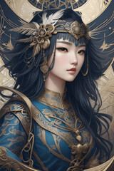 Pirate Maiden's Celestial Beauty Evokes Wonder in Art Nouveau and Art Deco Style