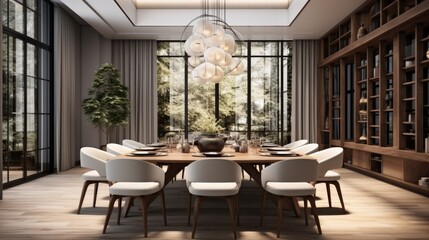 Dining room, Contemporary and minimalist, Luxuriant, Large-scale.