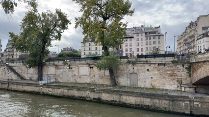 Beautiful view of paris france river and bridge