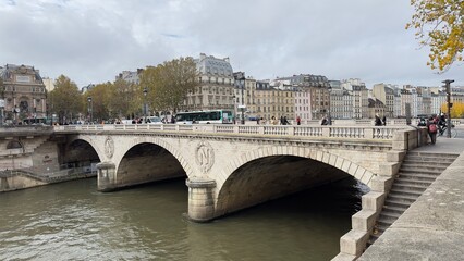 Beautiful view of paris france river and bridge