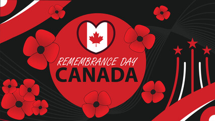 remembrance day canada vector banner design. Happy remembrance day canada modern minimal graphic poster illustration.