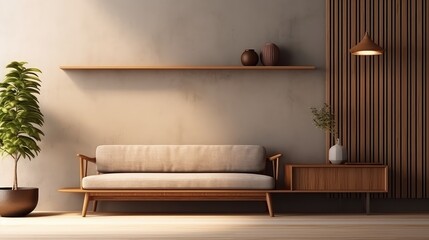 3D interior rendering of a living room.