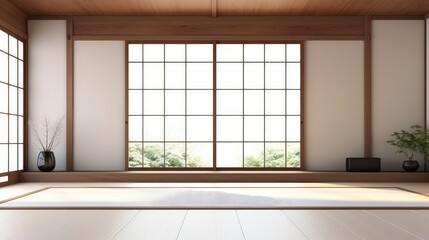 3D rendering of a beautiful traditional Japanese living room.