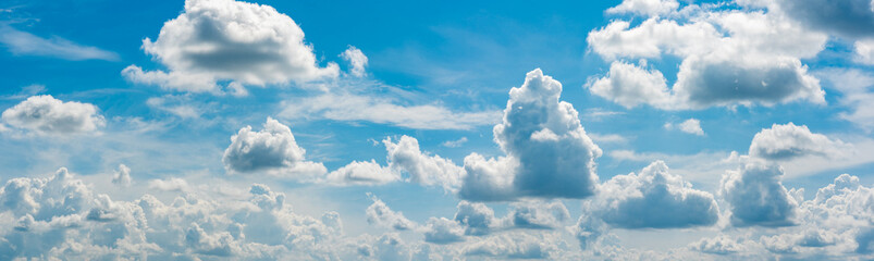 Naklejka na ściany i meble Sky blue and white clouds panorama on daytime 