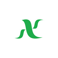 letter n s simple nature leaf logo vector