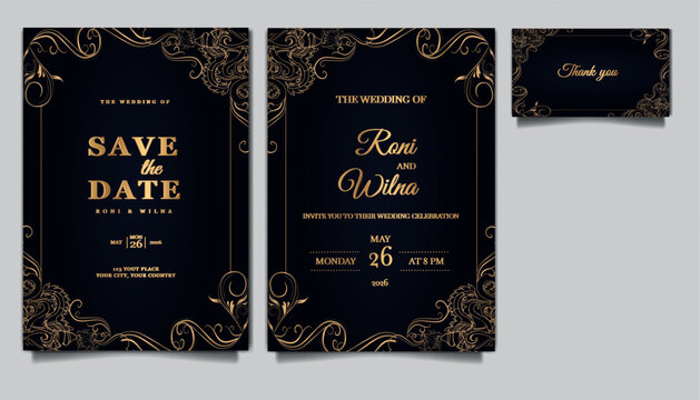 luxury elegant wedding invitation card set