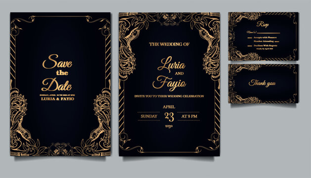 luxury wedding invitation card design set