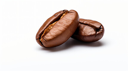 Macro shot of a coffee bean isolated on white background