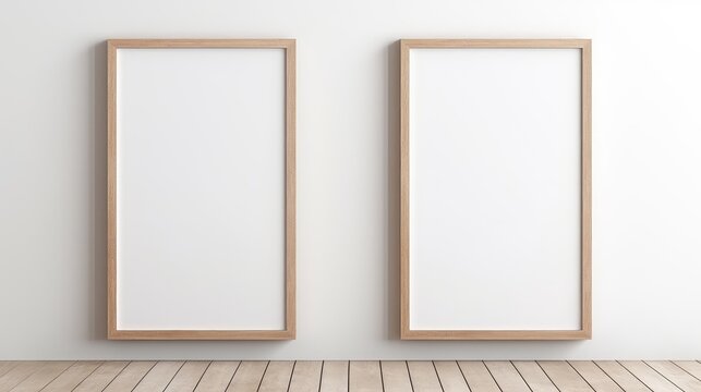 3D rendering of an empty picture gallery, border on a white wall.