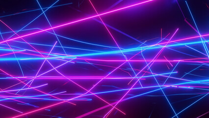 3d abstract neon background space and time strings, highway night lights. Ultra violet rays, glowing lines, virtual reality, speed of light