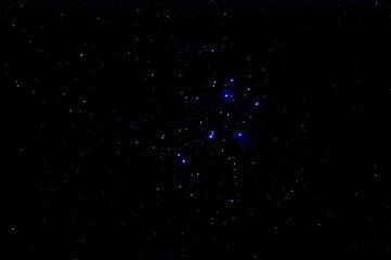 The Pleiades Cluster in the Night Sky