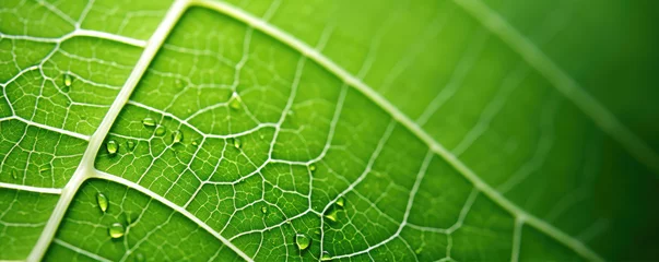 Foto op Canvas Close up macro photography of a beautiful green leaf © Daniela
