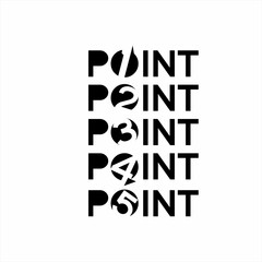 The word "point" logo design with a choice of numbers 1 to 5 on the letter O.