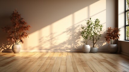 Mur avec fenêtre dans un esprit zen aux couleurs chaude et marron