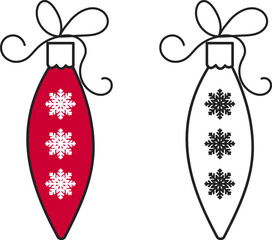 set of christmas balls in sketch doodle style. vector hand drawn christmas baubles. new year line art ornaments with snowflakes