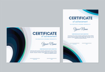 Colorful certificate of achievement template with wave abstract - obrazy, fototapety, plakaty