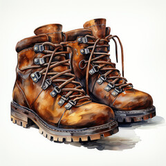 watercolor Boots shoe clipart, Generative Ai