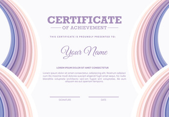 Colorful certificate of achievement template with wave abstract