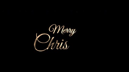 Golden merry christmas text animation on alpha channel. Great for festive, banner, greetings, congratulation card, and holiday-themed designs