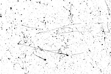Black blobs isolated on white. Ink splash. Brushes droplets. Grainy texture background. Vector illustration.  