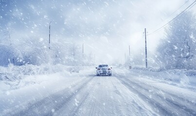 A Serene Winter Drive Through a Snowy Wonderland