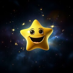 A smiling five-pointed yellow star in outer space - Generative AI