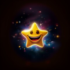 A smiling five-pointed yellow star in outer space - Generative AI