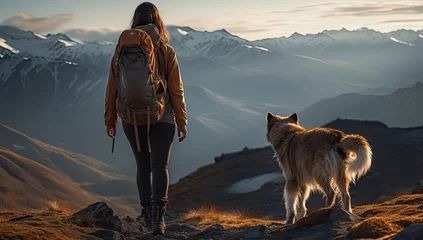 Fototapeten Podróżniczka górska z psem.  © Bear Boy 