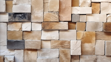 Uneven stone blocks material rock texture abstract background, architecture and craftsmanship concept.
