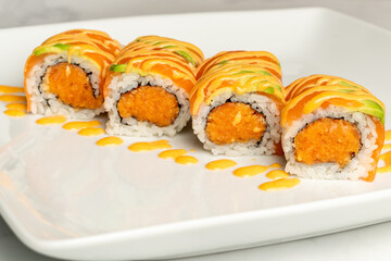 Smoked salmon and sushi roll