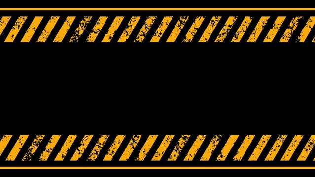 Yellow stripes grunge texture warning sign background animation with copy space text area