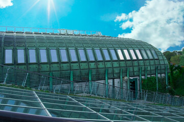 Warsaw, Poland - August 20, 2023: The University of Warsaw Library Rooftop Garden, designed by the landscape architect Irena Bajerska and opened in 2002, is one of the largest roof gardens in Europe.