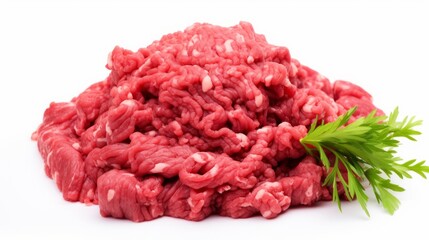 minced beef in a white background