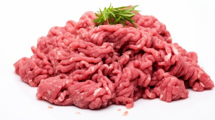 minced beef in a white background