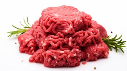 minced beef in a white background