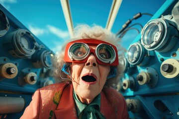 Senior woman having an eye test and trying new glasses