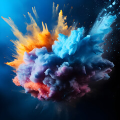Burst of colored paint, multicolor splash of pain, colorful smoke, on dark background, abstract background,  color powder explosion isolated on a black background, rainbow