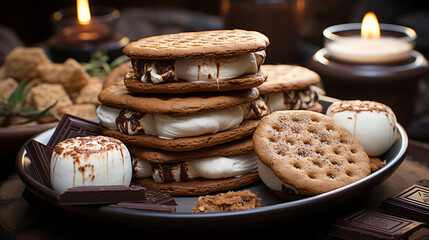 chocolate cookies and coffee HD 8K wallpaper Stock Photographic Image